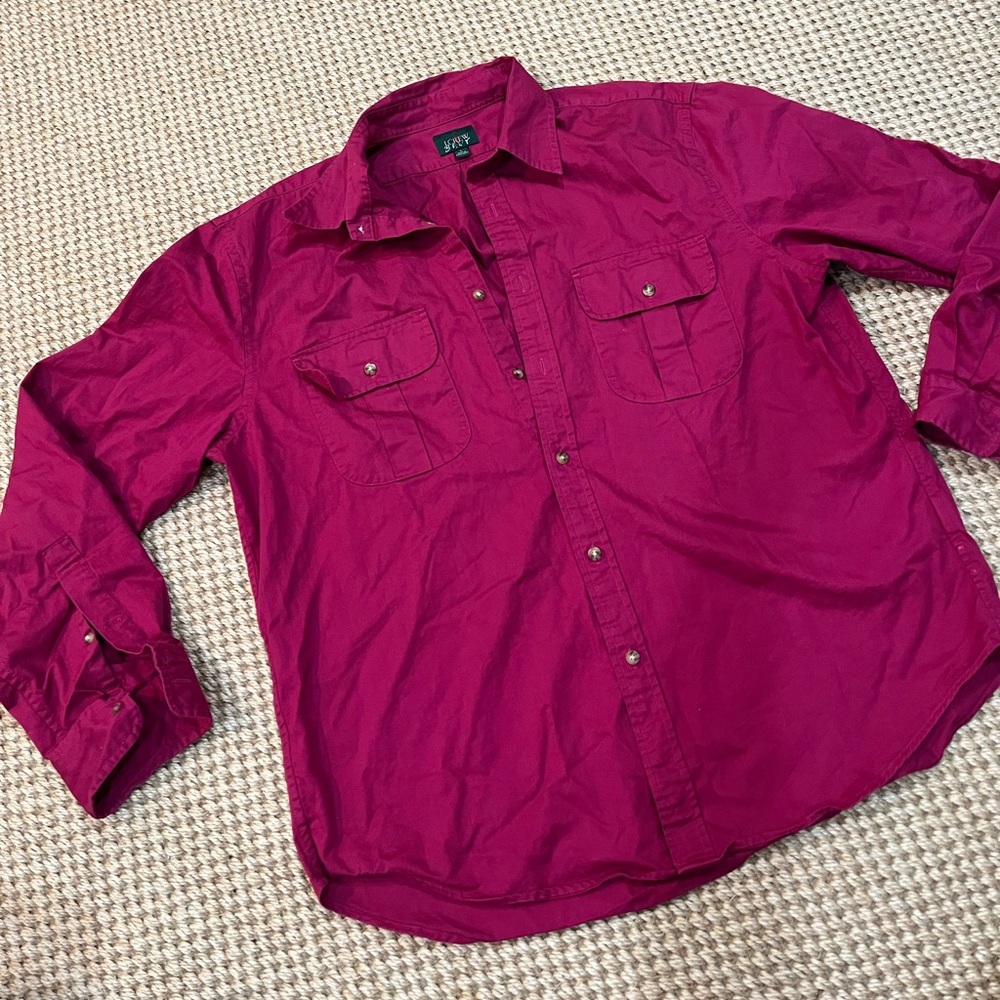 J. Crew Men's Casual Shirt in Deep Red